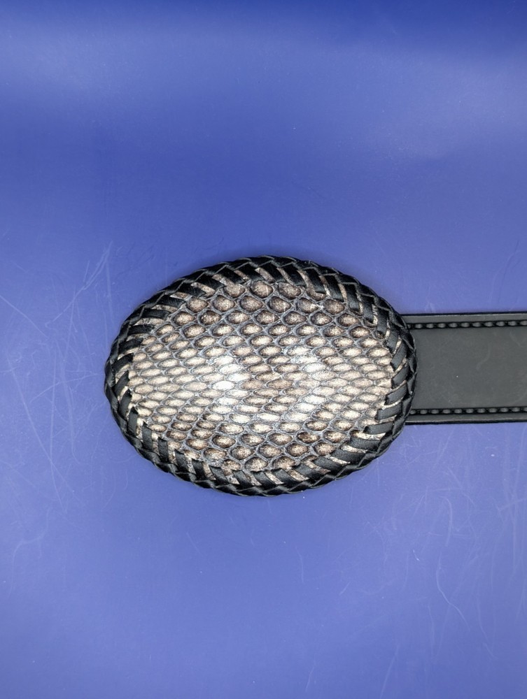 Dark Cobra Snakeskin Hand laced Belt Buckle made in USA fits 1-1/2&Prime; Belt