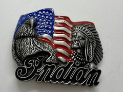 Native American Indian Commemorative Cutout New Belt Buckle – Eagle & USA Flag