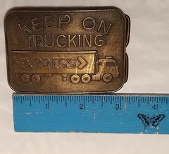 KEEP ON TRUCKING Belt Buckle Bronze Tone Truck Driving Transportation