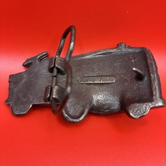 Vtg Fire Truck Belt Buckle Made in USA Solid Cast Metal, Antique Brass Finish