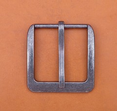 46mm Retro Silver Two-Tone Heavy Square Wide Single Prong Pin Clips Belt Buckle