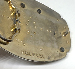belt buckle USA gold silver black tones rodeo country cowboy western F H