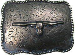 Nocona Men&rsquo;s Longhorn Steer Rectangle Belt Buckle
