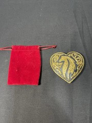 1998 Crumrine Buckle Silver Electroplate On Brass Horse head Heart Shape