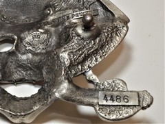 1997 Solid Fine Pewter Pirate Skull in Hat and Swords Belt Buckle 4486