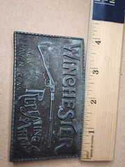 Vintage Winchester Repeating Arms New Haven Brass Belt Buckle Lewis of Chicago