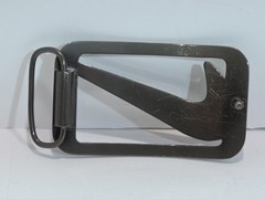 Nike Swoosh Cut Out Belt Buckle Used Silver Gray Appx 2&Prime; x 3.5&Prime;