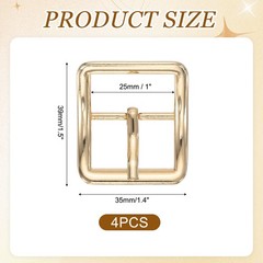 4Pcs Single Prong Belt Buckle 1&Prime; ID Curved Bow Buckle for Belt, Light Gold