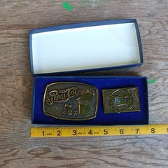 Pepsi Cola Soda Pop 1986 Sales Rally Belt Buckle Lot Of 2 Brass NIB Advertising