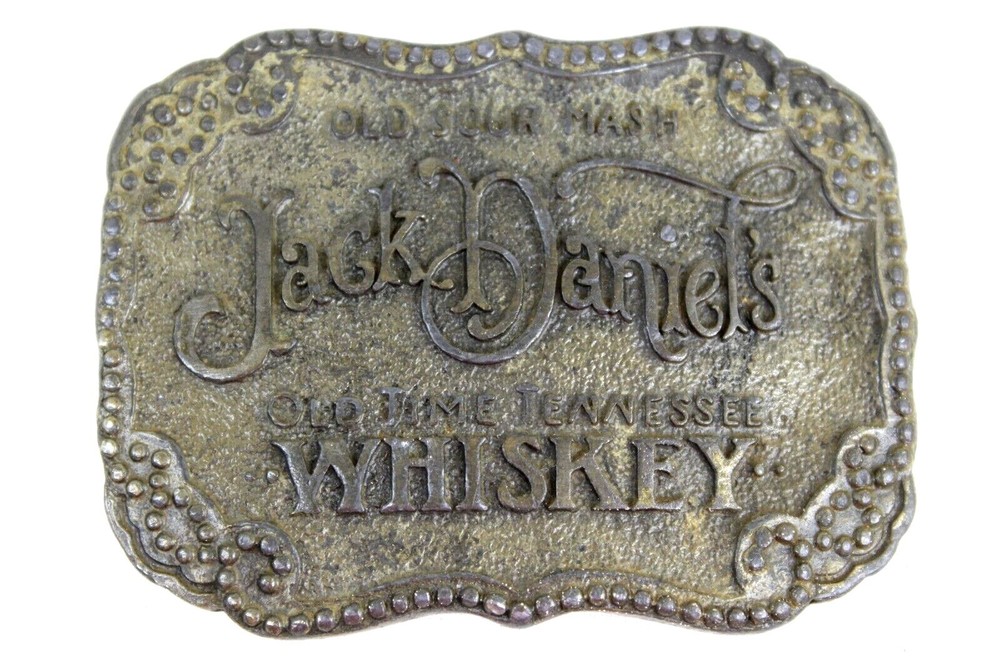 Old Sour Mash Jack Daniels Old Time Tennessee Whiskey Brass Belt Buckle