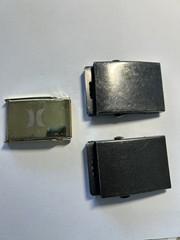 Military Style Slide Belt Buckle Lot of 3 – 1 Brass & 2 Gray Tone