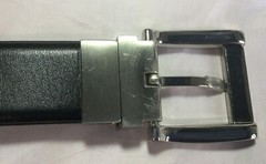 Belt & Buckle Silver Tone Reversable Black Or Brown 1&Prime; Wide Size 36 Fits 32&Prime;-38&Prime;