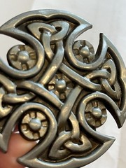 Celtic Cross Belt Buckle Irish Antique Knot Shield Brushed Silver 2.5&Prime; Indie 80s