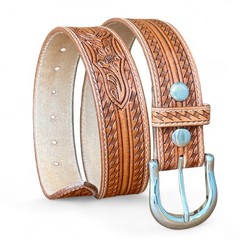 DANIEL&rsquo;S ARTPLANET Western Leather Belt for 38 (fits size 36 jeans), Brown