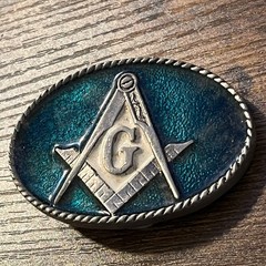 Masonic Freemason Mason Belt Buckle USA Made Vintage Blue Enamel – 2205 B19
