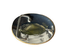 Western Initial Belt Buckle 3.5 x 2 5/8 in Oval S Silver Engraved Gold 1.75