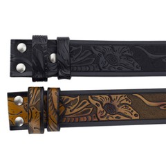 Leather Belts Without Buckle Two Layer Embossed No Buckle Strap Buckle Free Belt