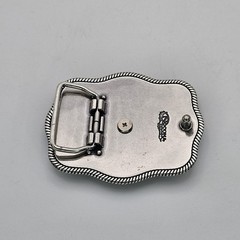 Nocona Western Belt Buckle Bull Rider Rope Edge Rectangular Silver Tone Stars