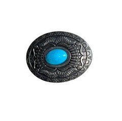 Belt Buckle Western Style Turquoise Stone Rustic Bronze Finish Retro Cowboy Big