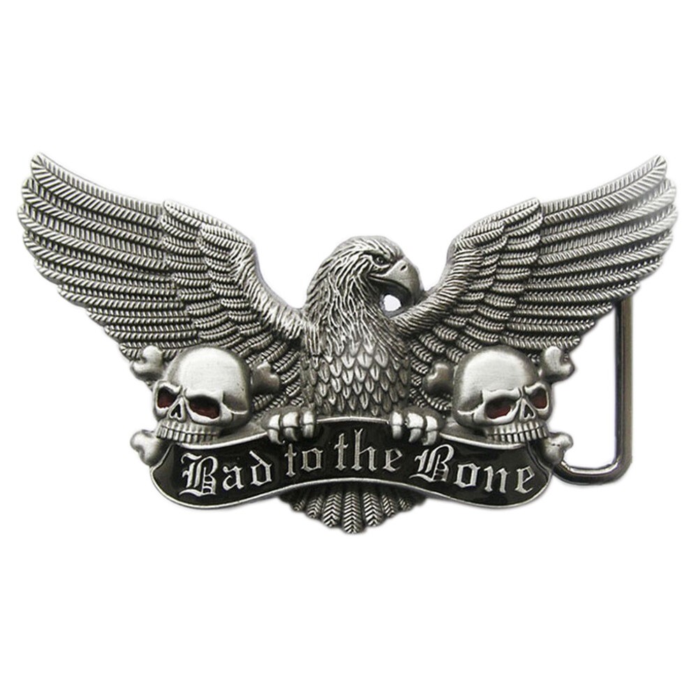 Bad to the Bone Eagle Skull Western Metal Enamel Belt Buckle