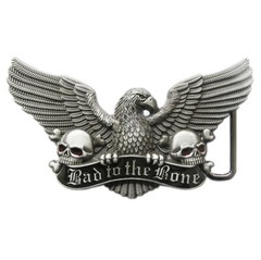 Bad to the Bone Eagle Skull Western Metal Enamel Belt Buckle