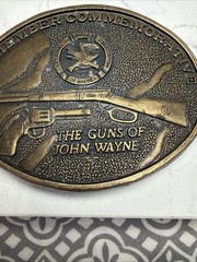NRA Member Commemorative Brass Belt Buckle, “The Guns Of John Wayne.”