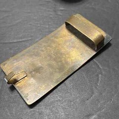 Vintage Handcrafted Artisan Brass Airline Airplane Mountains Tooled Belt Buckle