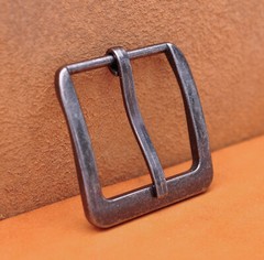 46mm Retro Silver Two-Tone Heavy Square Wide Single Prong Pin Clips Belt Buckle