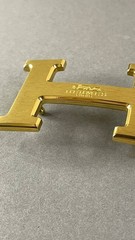 Gold H Shape Belt Buckle Brushed Gold Metal Hardware Statement Buckle