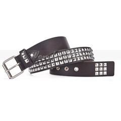 Snap On Punk Rock Star Pyramid Studded Checker Board Leather Belt