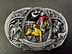 Championship Rodeo Bull Riding Rider Champion Trophy Award Cowboy Belt Buckle