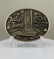 Tulip Time 1985 Iowa 50th Anniversary Solid Brass Belt Buckle Limited Edition