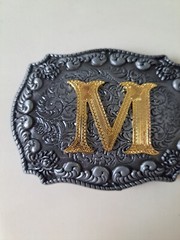 Western Belt Buckle Initial Letters ABCDEFG to Y-Cowboy Rodeo Large Belt..