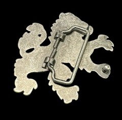 Dragon Figure Belt Buckle Silver Tone Lion Heraldic Retro Vintage