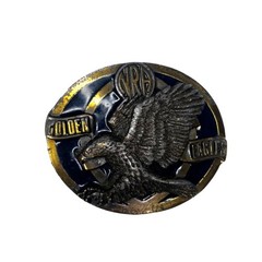 NRA Golden Eagles VTG Belt Buckle Brass USA Made Hunter National Rifle Assn