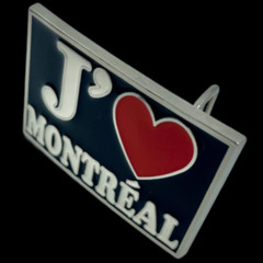 I LOVE J&rsquo;AIME MONTREAL FRENCH BELT BUCKLE QUEBEC RED HEART BOUCLE DE CEINTURE