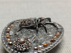 vintage BLACK WIDOW belt buckle RHINESTONE spider STUDDED western GLAM statement