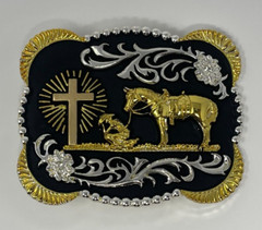 Western Belt Buckle Cowboy Praying Belt Buckle American West USA Belt Buckles
