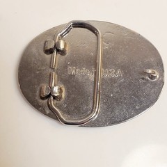 Vintage The State Of Texas Silver Tone & Black Metal Belt Buckle Made In USA
