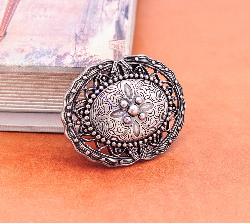 Antique Silver Western Tribal Flower Leathercraft Belt Buckle For 42MM Strap