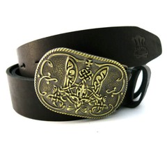 Brass belt buckle Runic trident, Ukrainian runic sign, Embroidered belt buckle