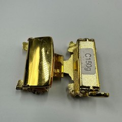 Double Dragon Rhinestone Ratchet Belt Buckle Gold Tone Automatic Slide
