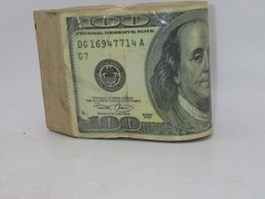 VINTAGE $100 BILL MONEY ROLL BELT BUCKLE USED