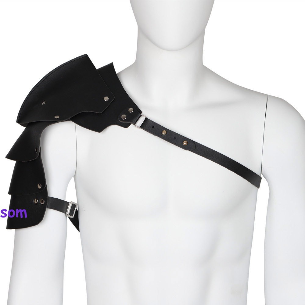 Battle Knight Armor Pauldrons Cape Belt PU Chest Harness Shoulder Guards Gift