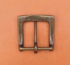 40mm Retro Brass Two-tone Heavy Square Single Metal Prong Pin Clips Belt Buckle