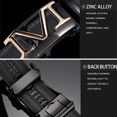 Mens Ratchet Belt Belts For Men Automatic Buckle Real Leather Waistband Straps