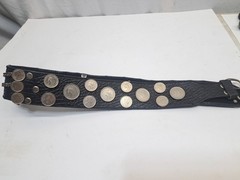 VTG ARGENTINIAN GAUCHO COWBOY MOTORCYCLE KIDNEY LEATHER HORSE COIN BELT 34-38 In