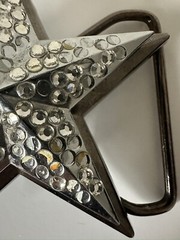 Pewter Belt Buckle Rhinestone Star clear