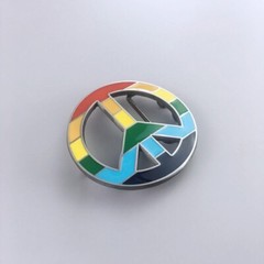 Vintage Style Peace Sign Rainbow Flag Belt Buckle Boucle de Ceinture