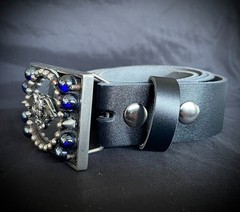 Eagle Americana Industrial Mirror Blue Balls Belt Buckle OOAK Darren McNeese